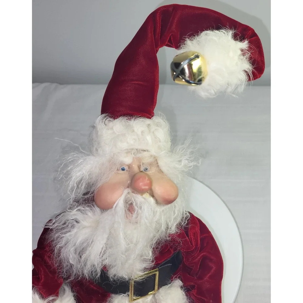 Santa Claus Figurine Jingle Bell Whimsical Shelf Sitter Weirdo Mouth Open REPAIR