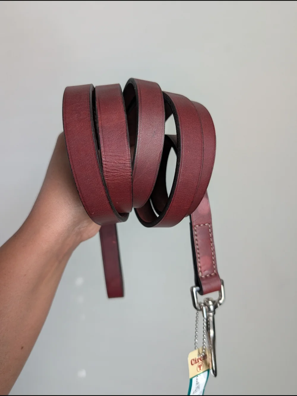 CircleT 01066 Mahagony Dog Leash, 6 ft L, 3/4 in W, Leather, Tan, M, Made In USA