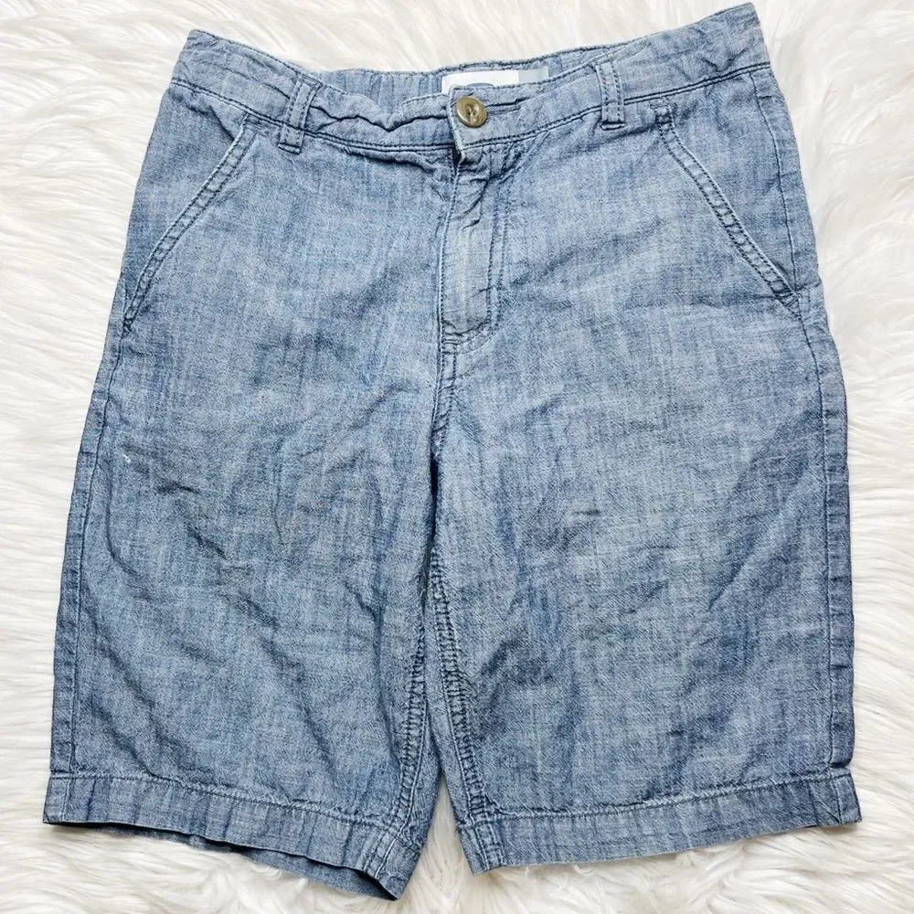 Old Navy Flat front Chambray Shorts Medium Denim Wash Size 10
