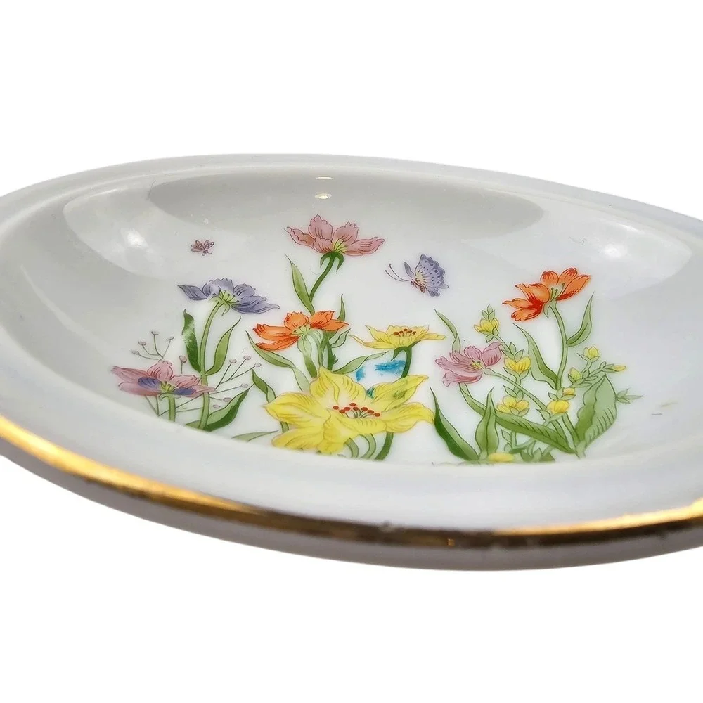 Vintage Day Lily Seymour Manning Fine China Soap Dish Floral‎