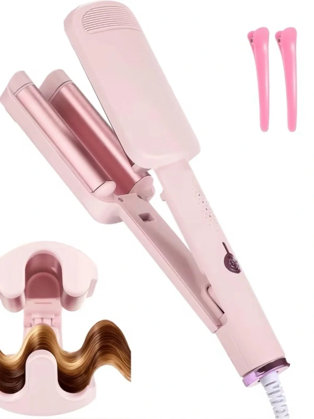 Pink Wave Hair Crimper and Waver Tool - Women Hair