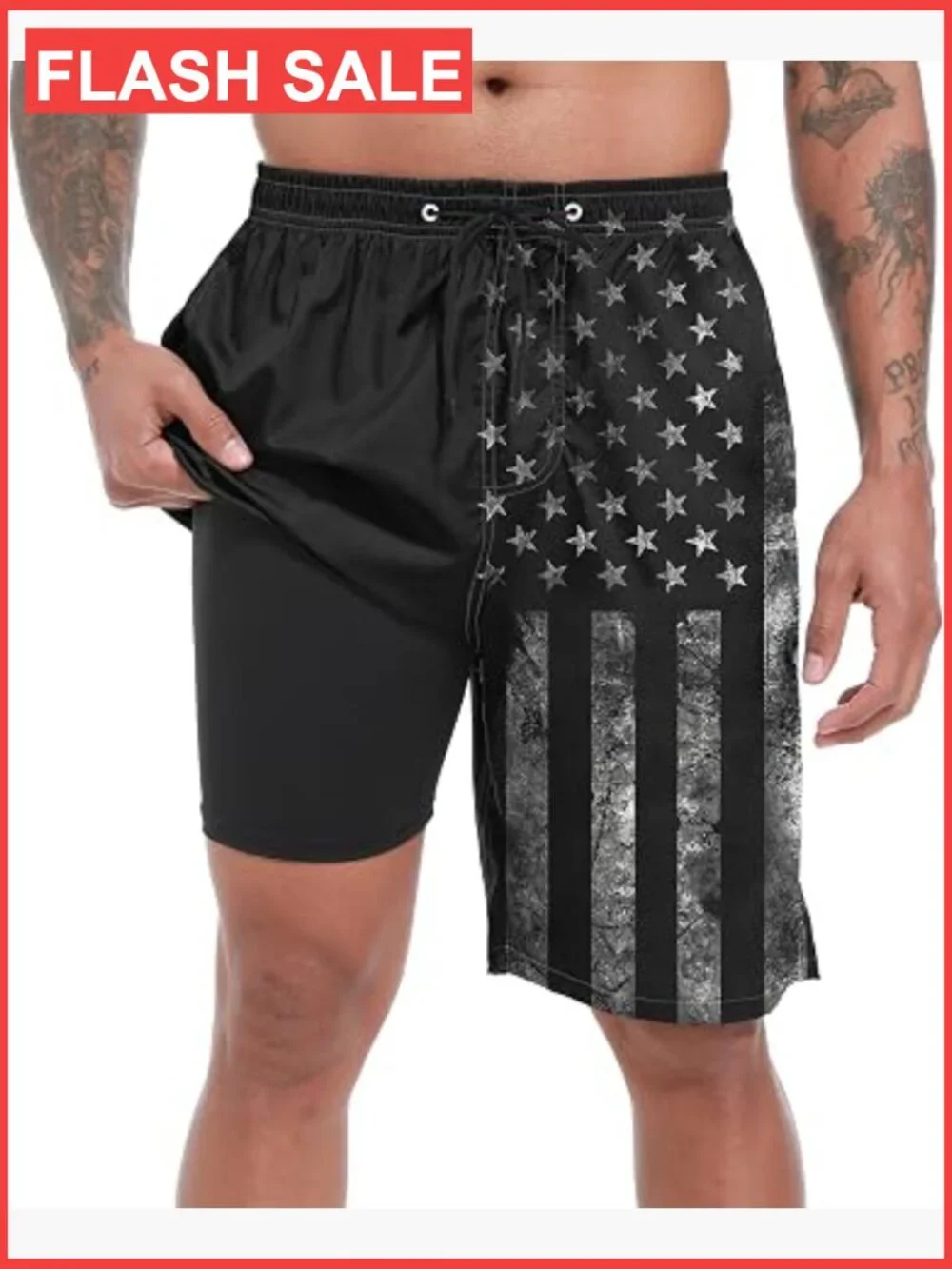 Mens Swim Trunks with Compression Liner 9