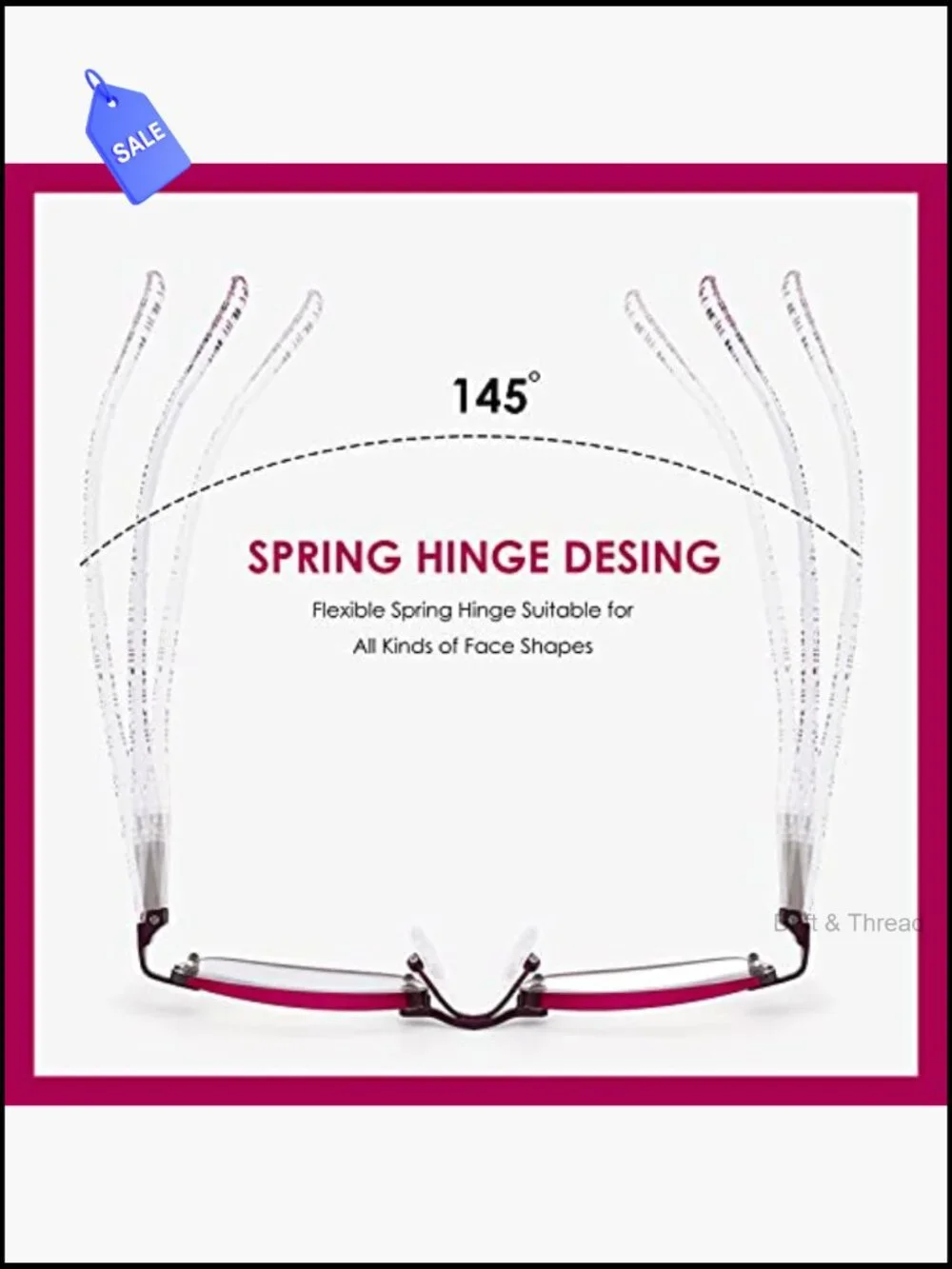 Rimless Blue Light Blocking Reading Glasses 3 Pack | Spring Hinge Pattern Print