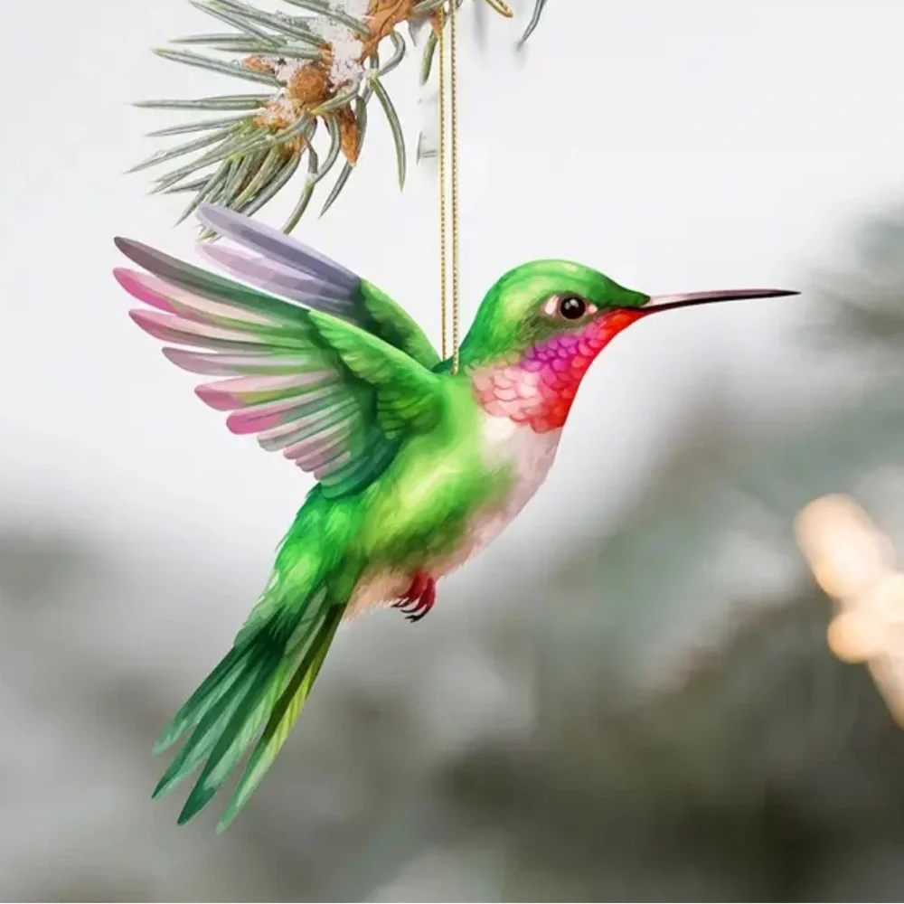 Green Hummingbird Hanging Charm Pendant Ornament