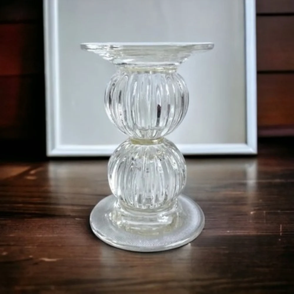Vintage Candle Holder Double Pack Bubble Glass Candle Holder Glass Candlestick