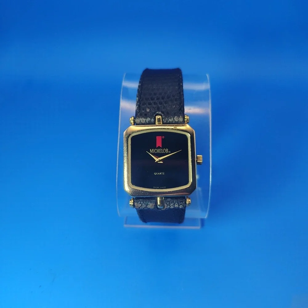 Rare Vintage‎ 1988 GUCCI Michelob Anheuser Busch Swiss Mens Watch Lizard Skin