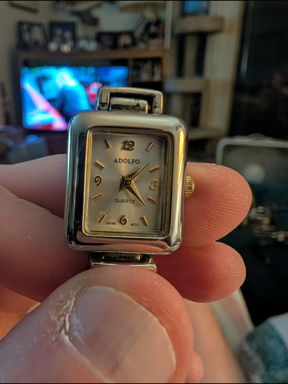 Adolfo Silver Tone Rectangular Ladies' Watch Japanese Quartz Movement New Batter