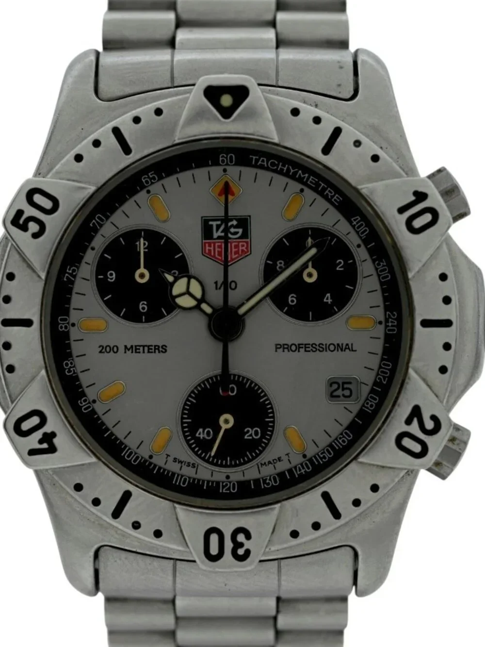 Tag Heuer 38mm Men's 2000 Series Swiss Quartz Chronograph SS Watch- 540.206 R!