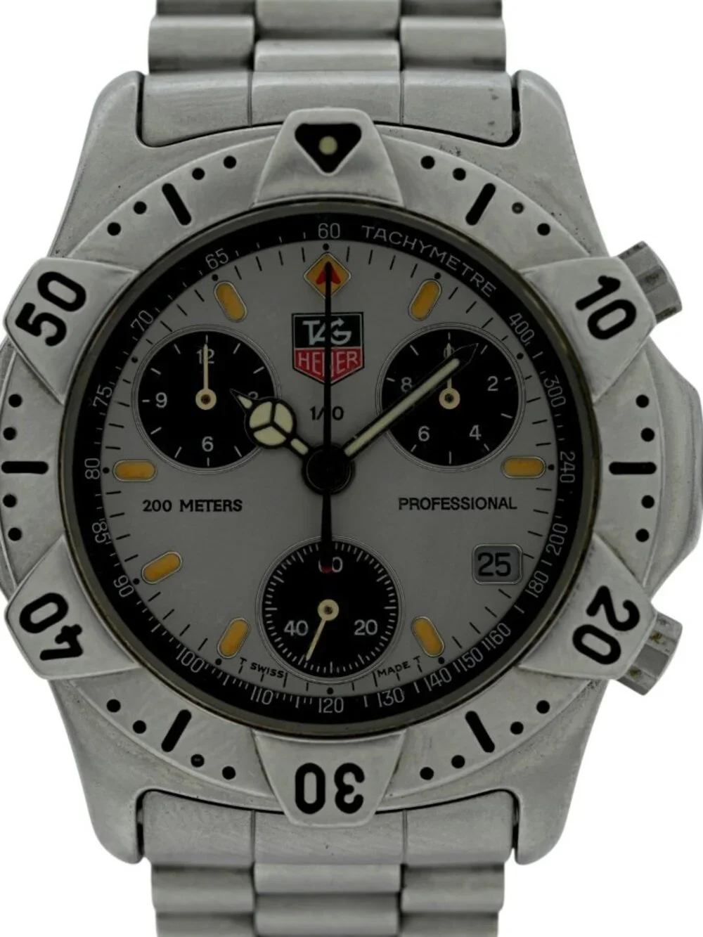 Tag Heuer 38mm Men's 2000 Series Swiss Quartz Chronograph SS Watch- 540.206 R!
