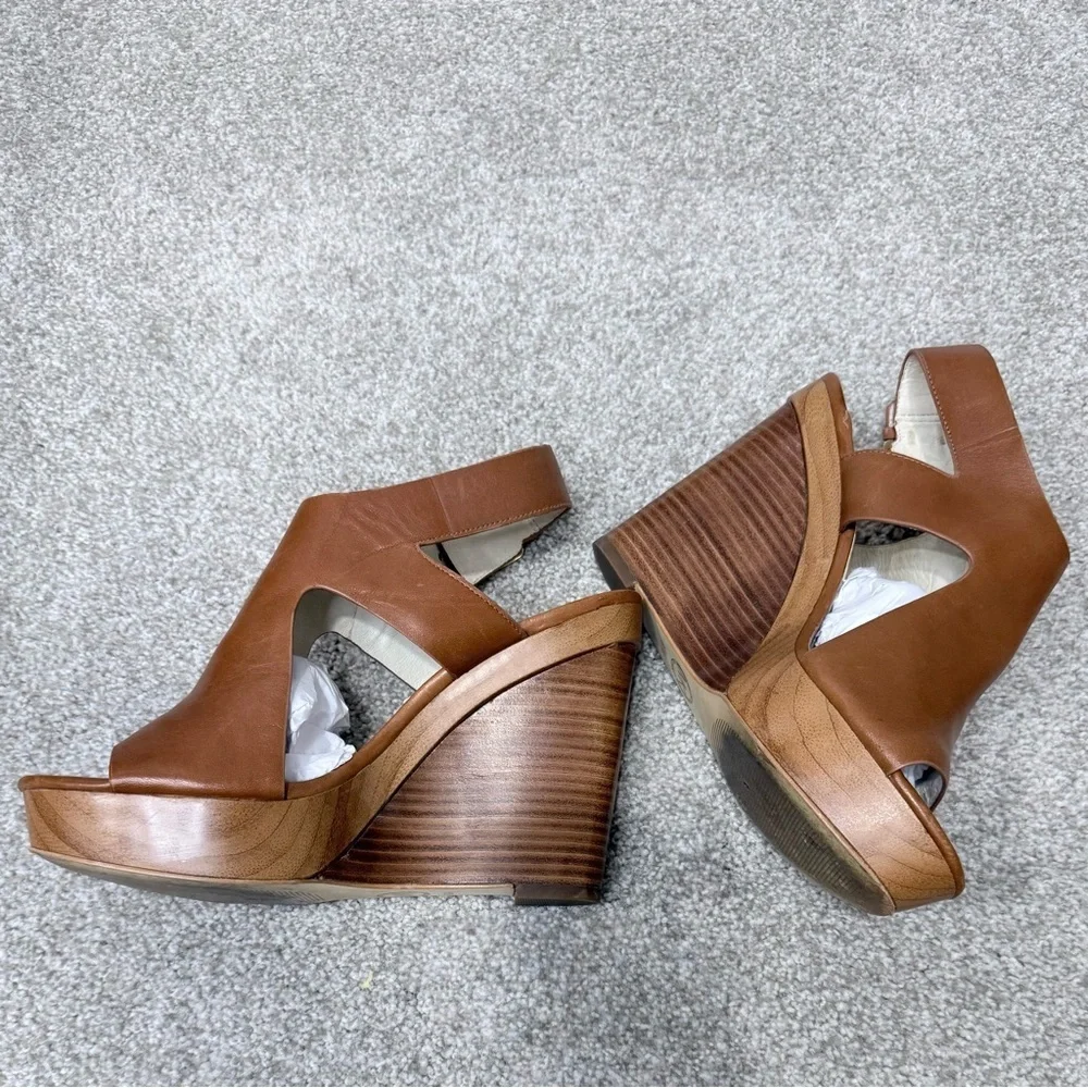 Michael Kors Josephine wedge leather platform sandals size 6.5