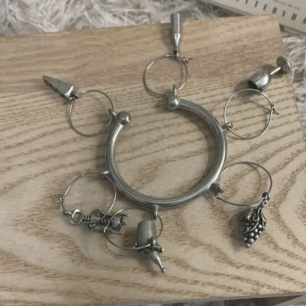 Pottery Barn Metal Harvest‎ Wine Charms Set Of 6 Charms