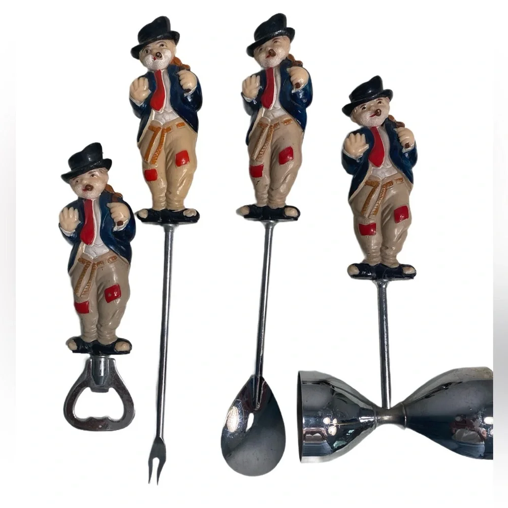 Vintage Shields Fifth Avenue Bum Hobo 4pc Bar Cocktail‎ Set Barware