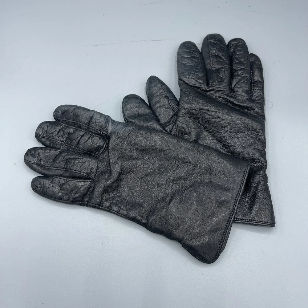 Vintage Coach Full Finger Driving Gloves‎ Womens Black Leather with Soft Lining
