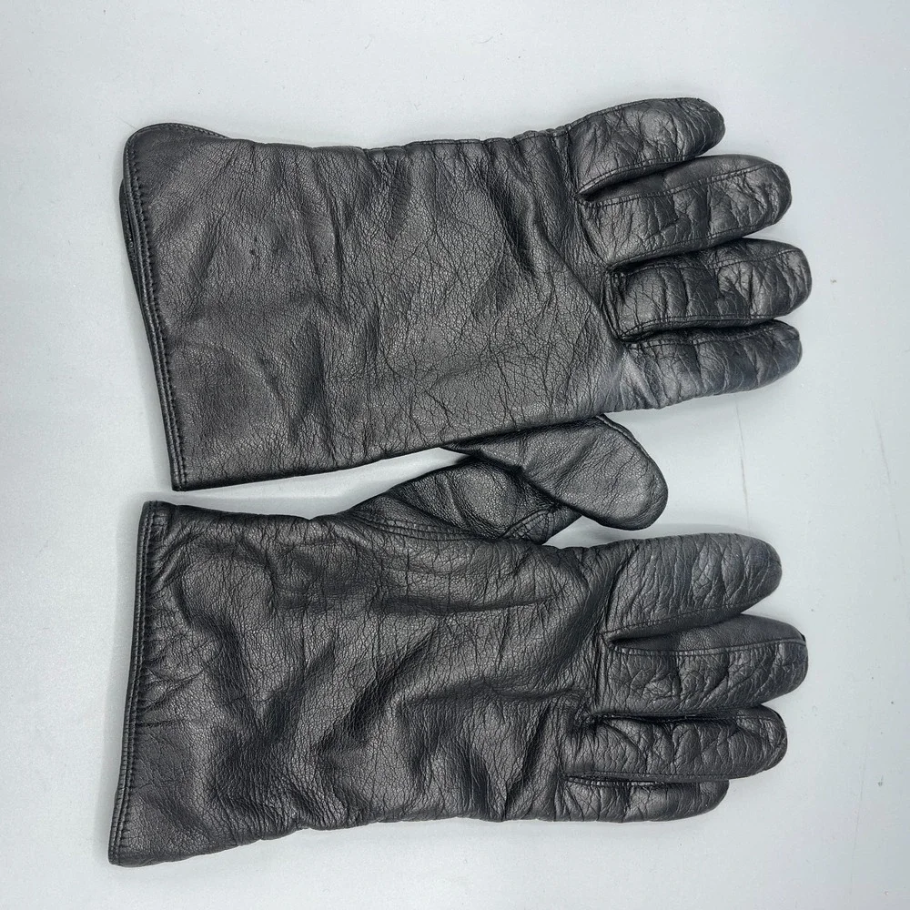 Vintage Coach Full Finger Driving Gloves‎ Womens Black Leather with Soft Lining