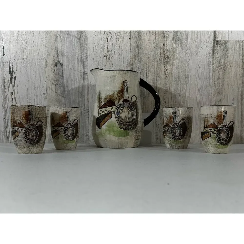 Royal Sealy Capri Small Pitcher &‎ 4 Small Tumblers Juice Glasses