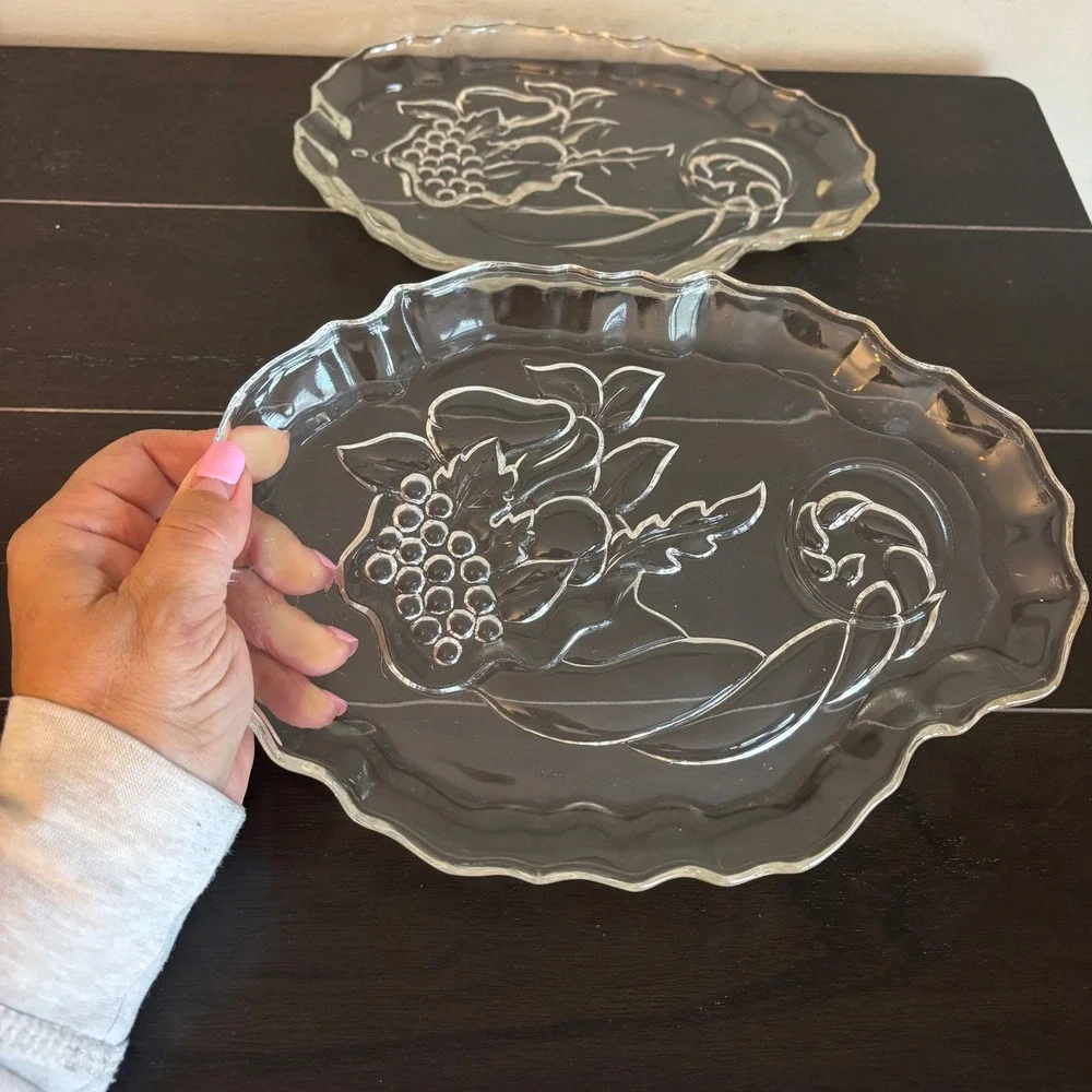 Vintage Federal Glass Cornecopia Luncheon Plates | Set of 2 Plates Only‎
