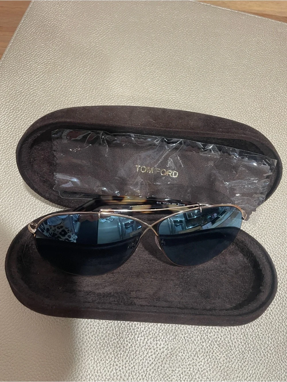 Tom Ford Brown/Blue Eva TF374 28X 61 to 10 Mirror Aviator Sunglasses