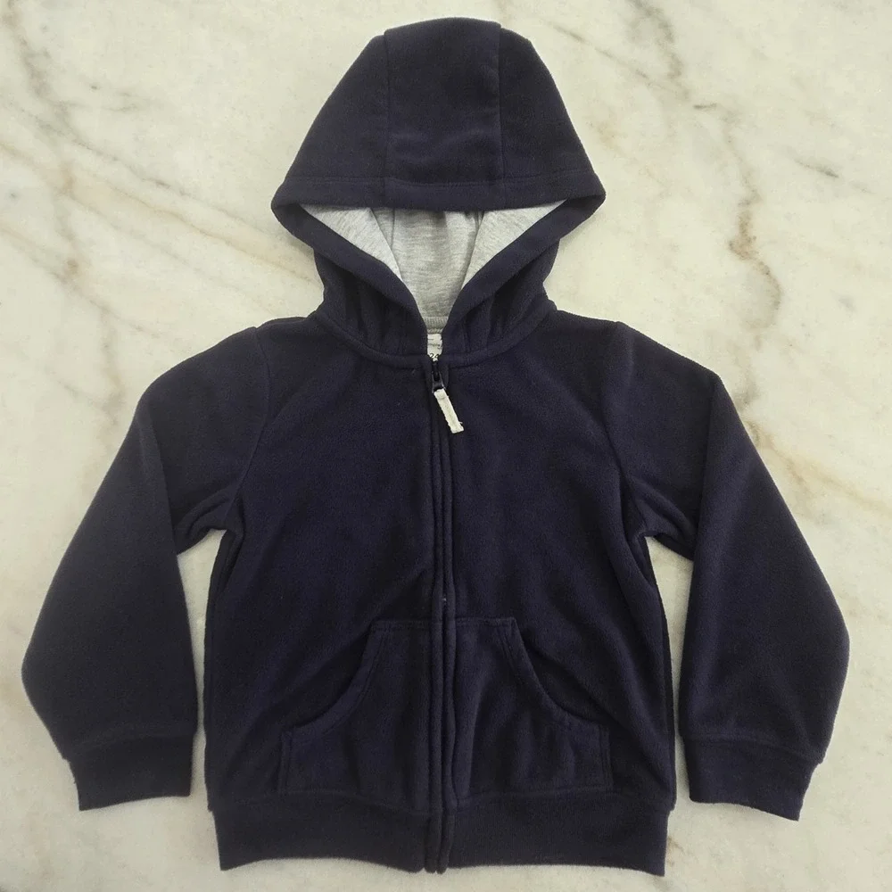 Simple Joys by Carter's Boys 24M Full Zip Navy Blue Fleece Hooded Jacket Toddler