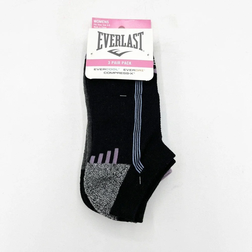 Everlast‎ Socks Womens Shoe Size 5 - 9 1/2 Cushion No Show Socks 3 Pair
