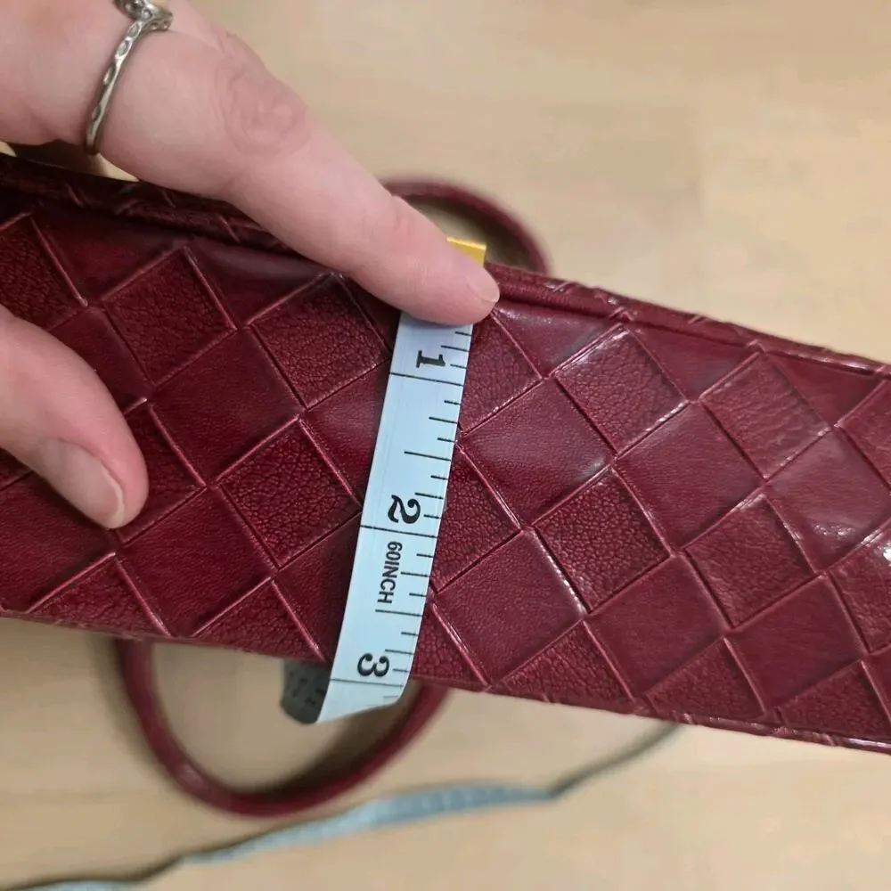 Estee Lauder‎ Red Leather Quilted Rectangular Classic Makeup Cosmetics Bag