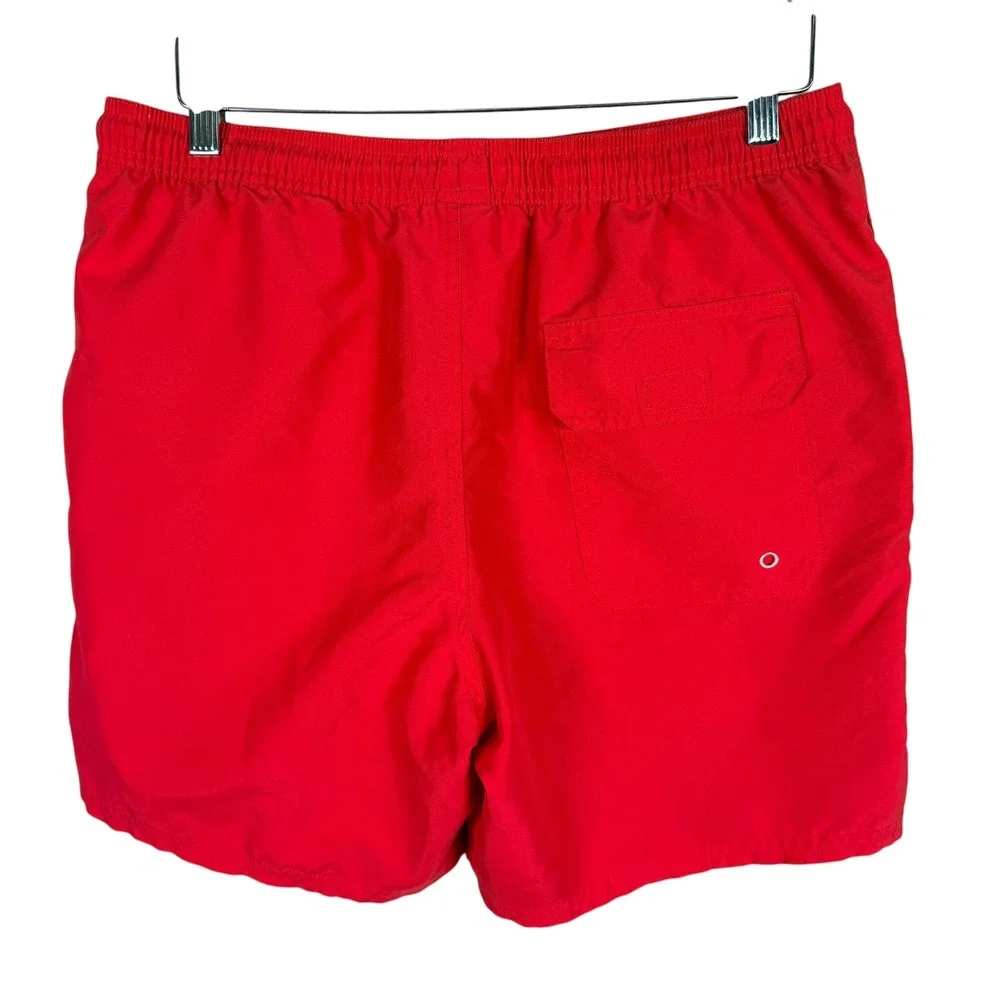 The Normal Brand Swim Trunks Mens M Red Embroidered Bear Logo Mesh Lined‎ Pocket