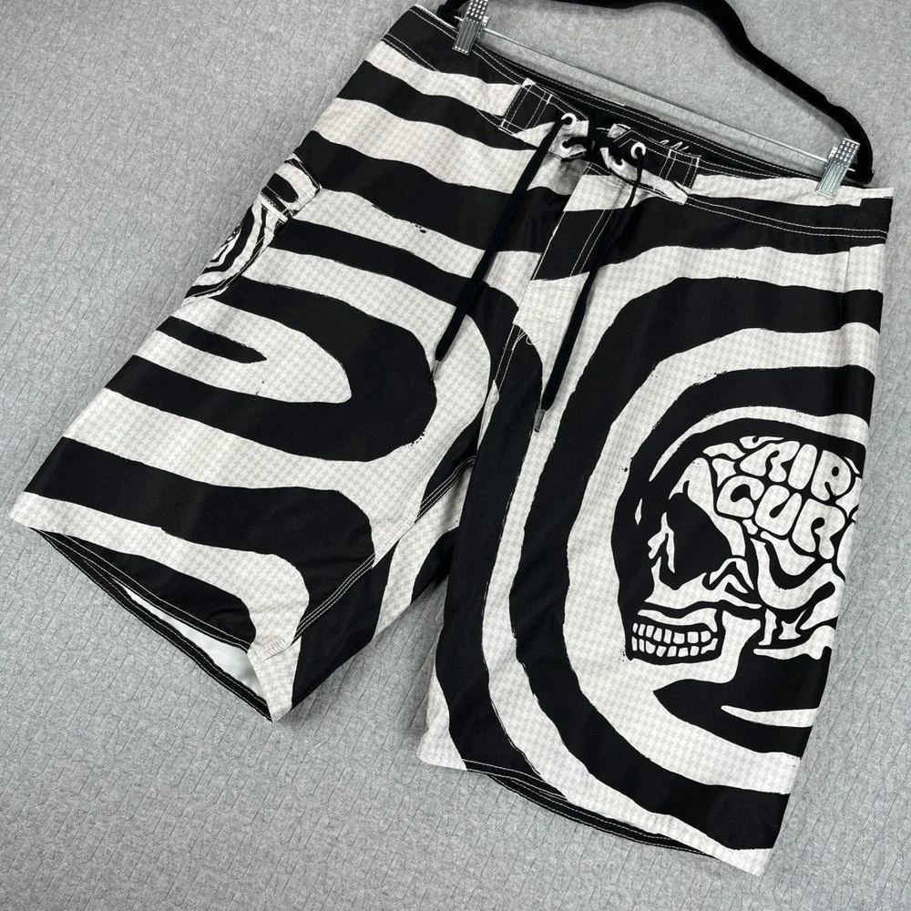 Vintage Rip Curl Boardshorts Men 38 Fits 36 Taylor Knox Skull Zebra Houndstooth