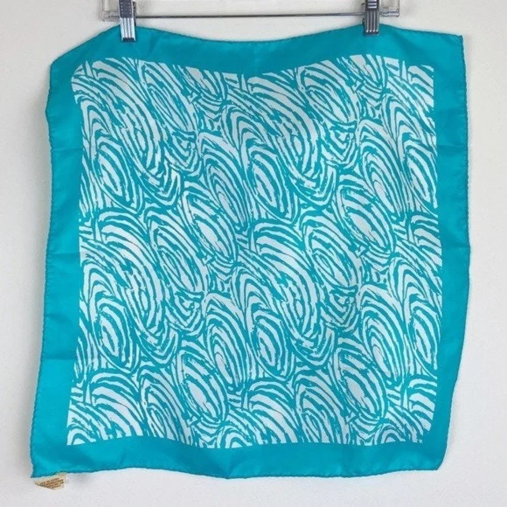 Vintage Aqua Blue and White Scarf