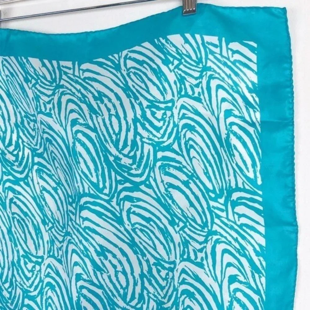 Vintage Aqua Blue and White Scarf