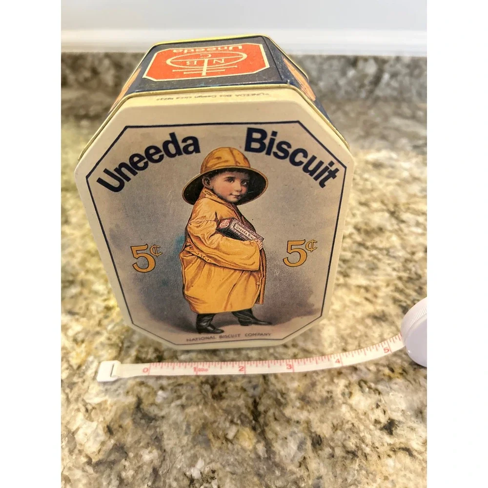 Vintage Uneeda Biscuit Tin National Biscuit Company Collectible‎ Octagon Storage