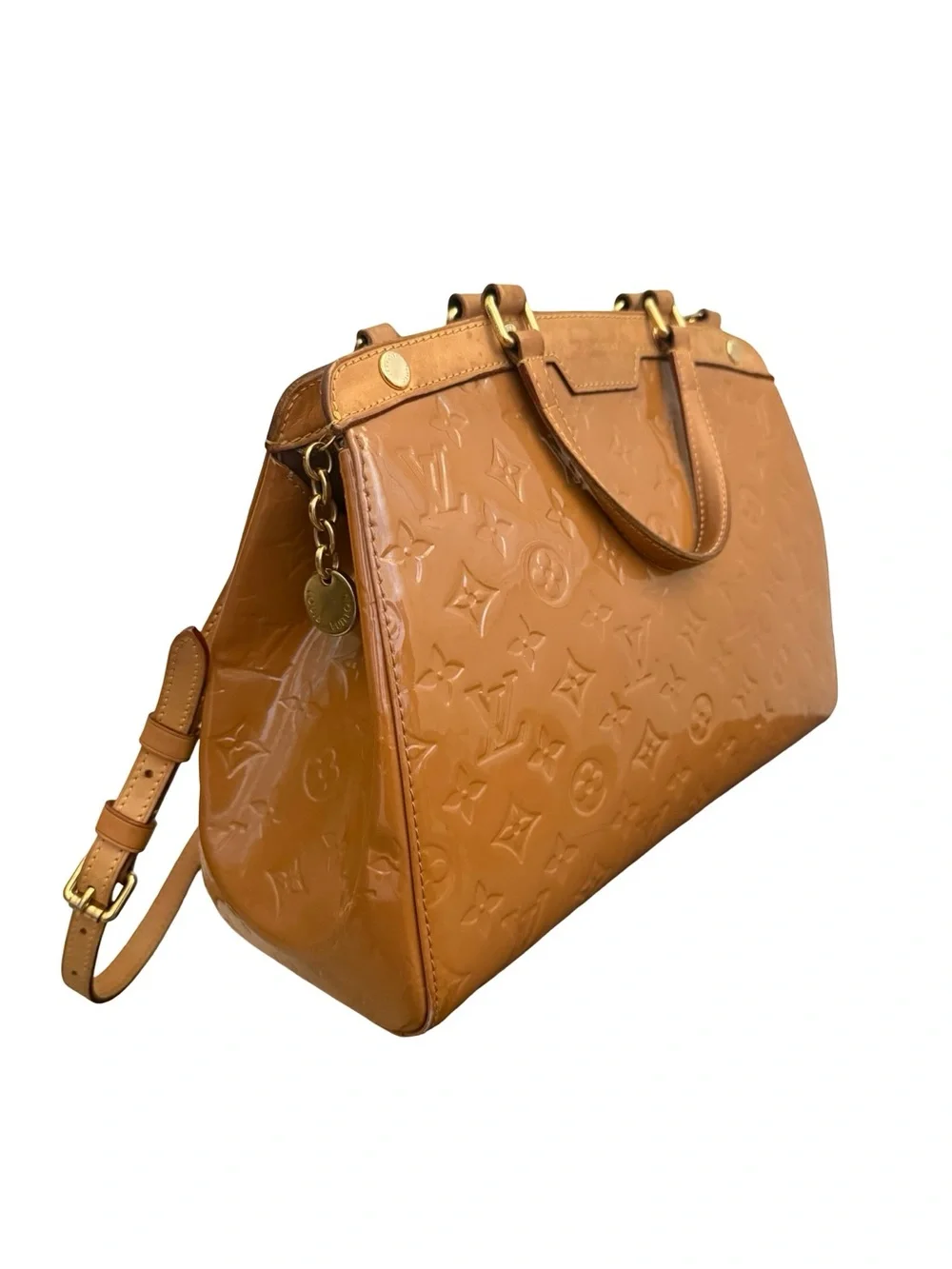 Louis Vuitton Vernis Brea GM Bronze Patent Leather Satchel Shoulder Bag