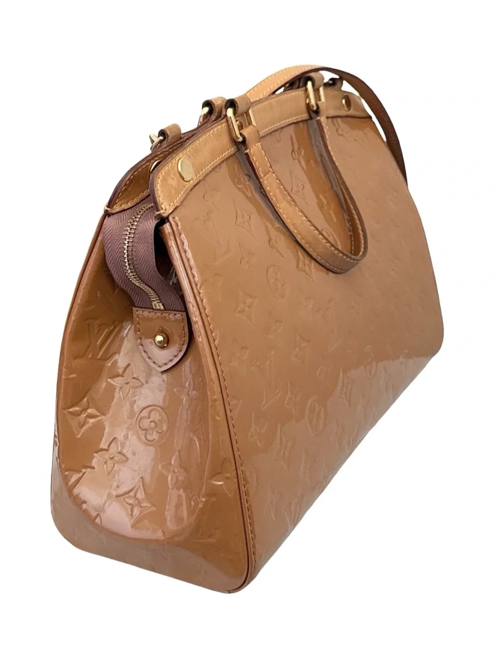 Louis Vuitton Vernis Brea GM Bronze Patent Leather Satchel Shoulder Bag