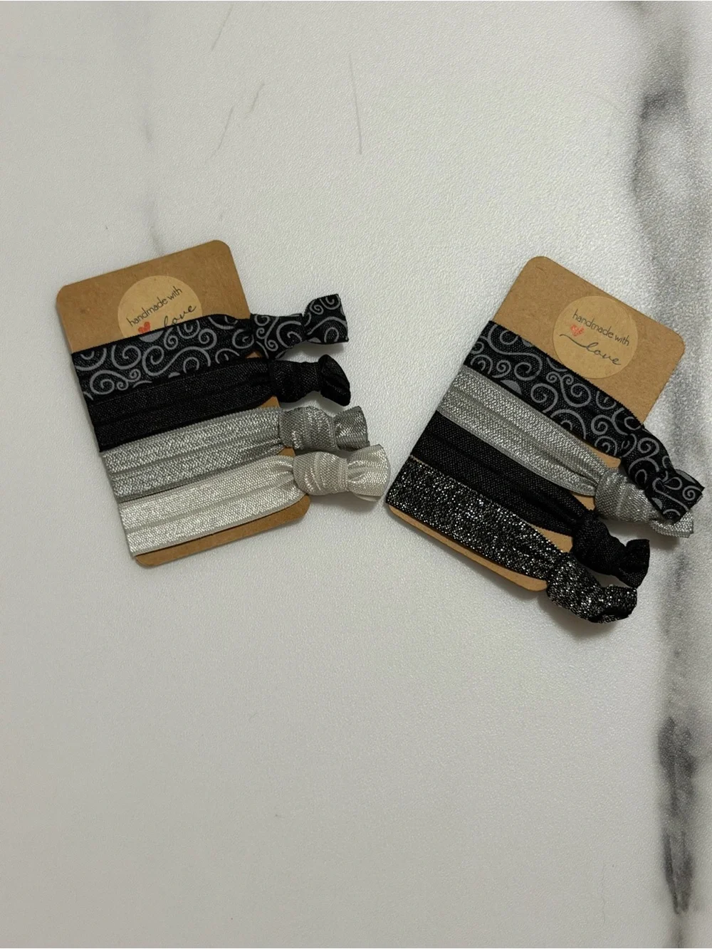 JSCatalog Black and Silver Elastic Hair Tie Set