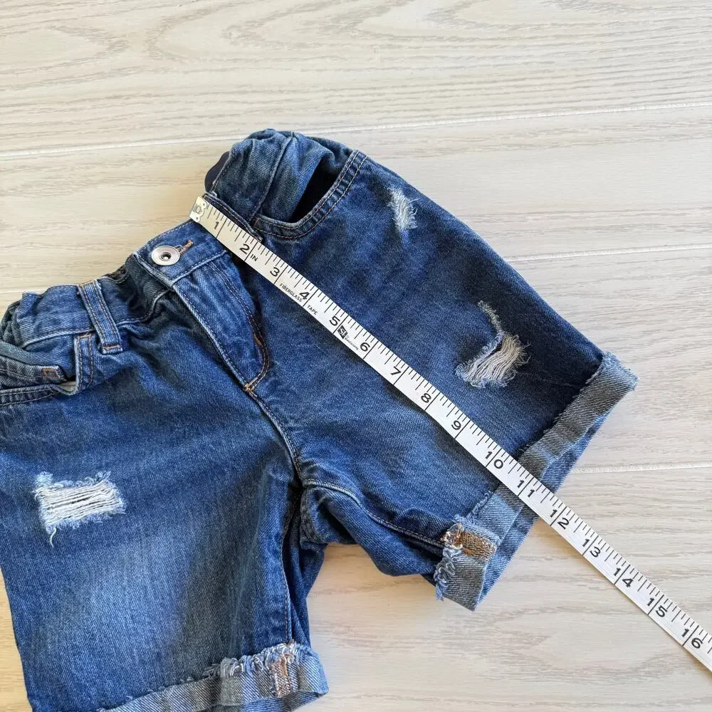The Children’s Place Girls Blue Size 8  Denim Midi Cuff Jean Shorts