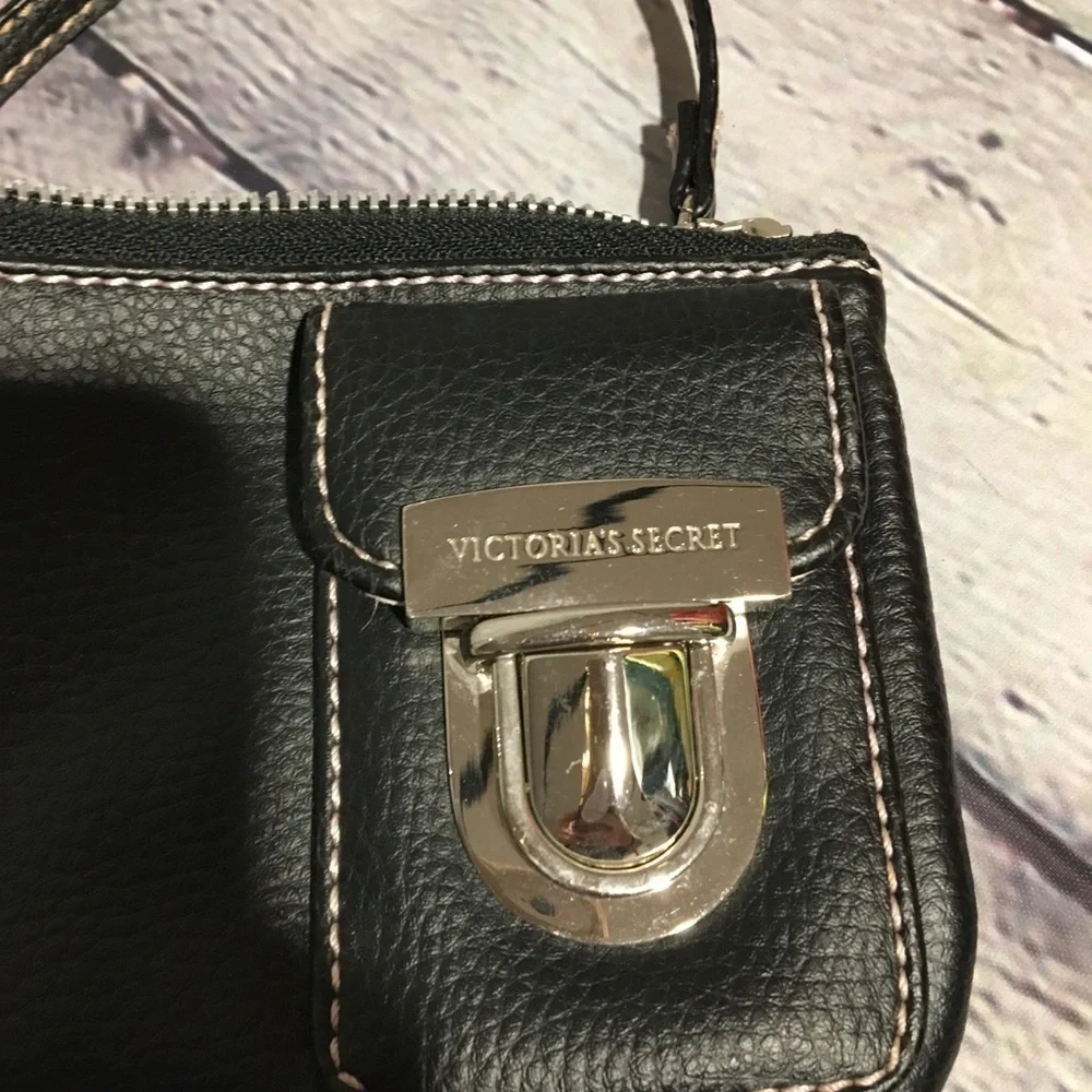 Victoria’s Secret black w/pink stitching wristlet
