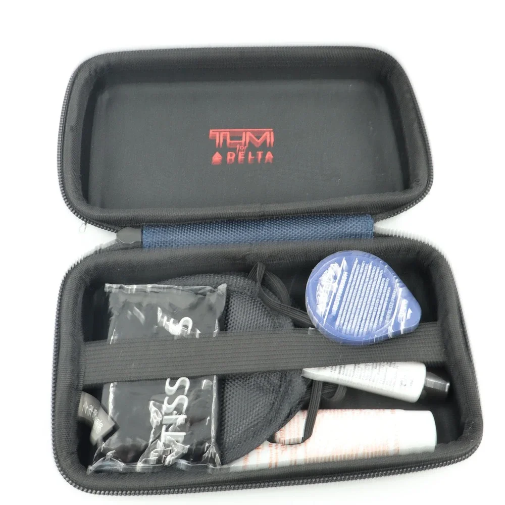Tumi Delta Airlines Amenity Kit Navy Blue‎ Hardshell Case Kiehls Skincare Set