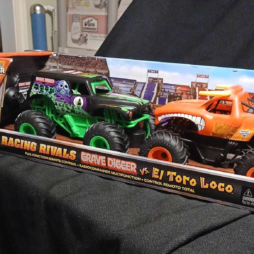 Monster Truck Showdown: Green & Orange Remote Control Set