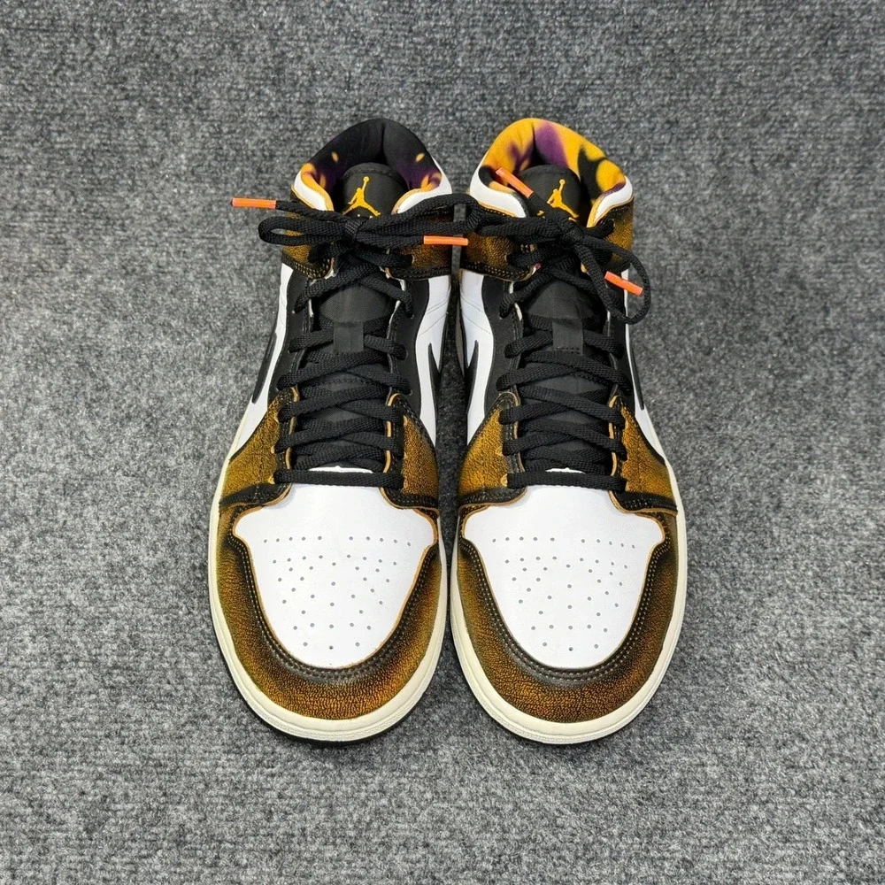 Jordan 1 Mid SE Shoes Men's 11 Orange Wear Away Athletic Retro Sneakers