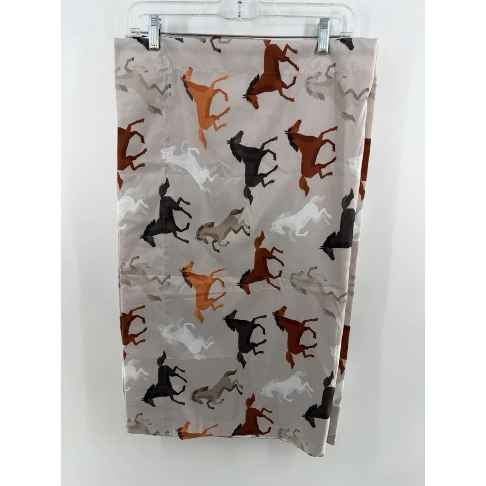 Horse Window Curtains Western Rustic Animal Running Horse 2 Drapes 28.5 x 64