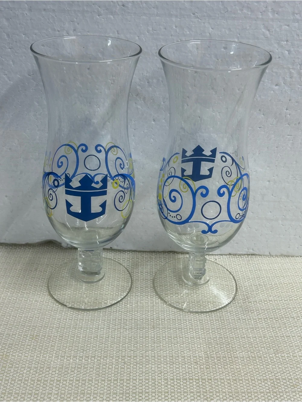 Royal Blue Decorative Hurricane Glasses - Set of 2