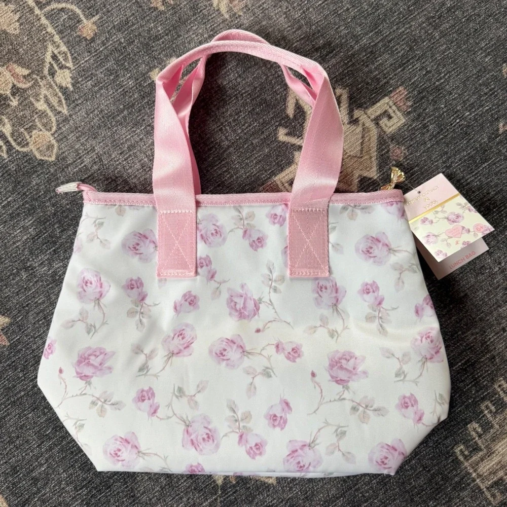 LoveShackFancy Target Yoobi Lunch Bag Floral Pink Ribbon Rosa Bow Insulated NEW
