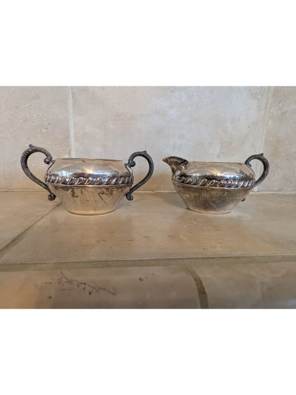 Vintage Silver-plated Cream and Sugar Bowl Set (no lid) Victorian Entertaining