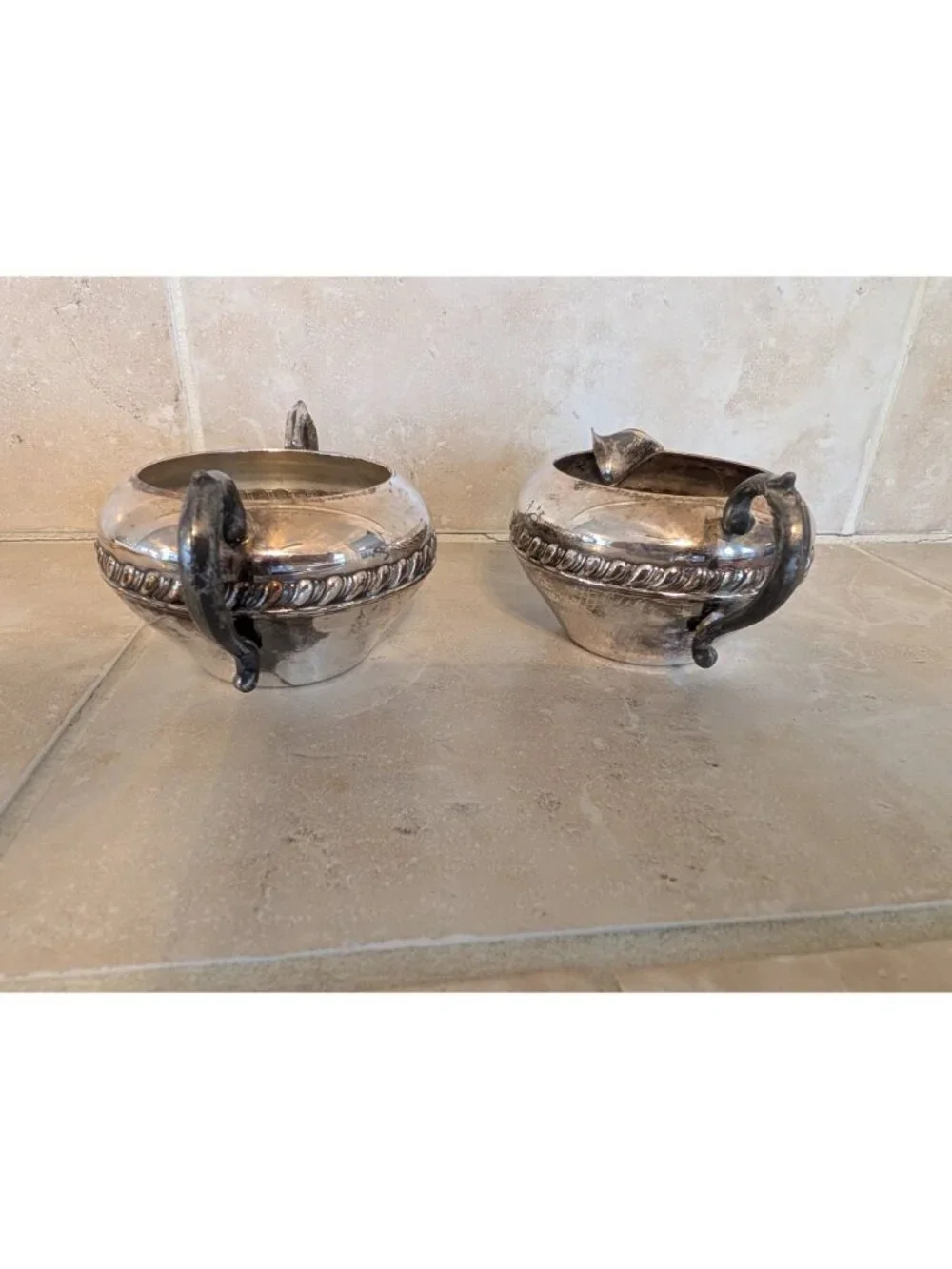 Vintage Silver-plated Cream and Sugar Bowl Set (no lid) Victorian Entertaining