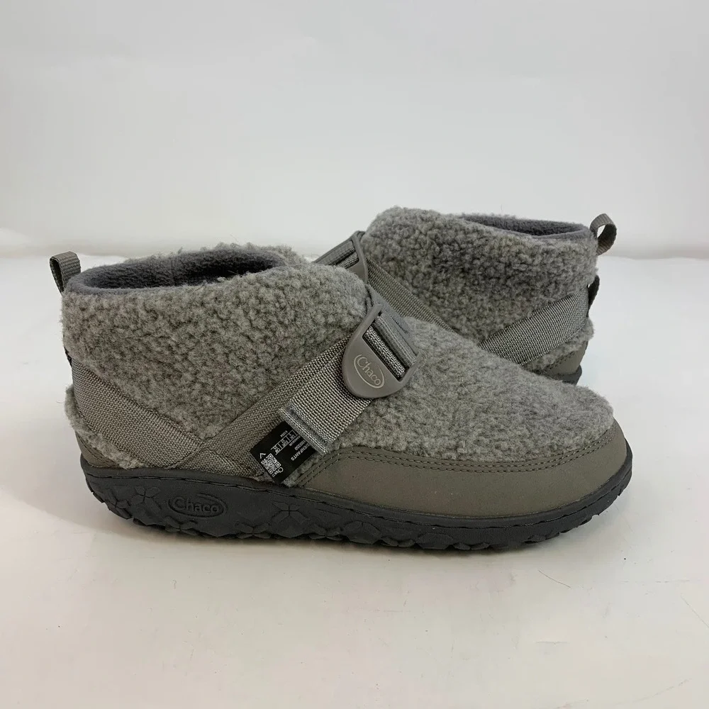 Chaco Revel Chelsea Cozy‎ Gray Fleece Adjustable Strap Ankle Boots Shoes