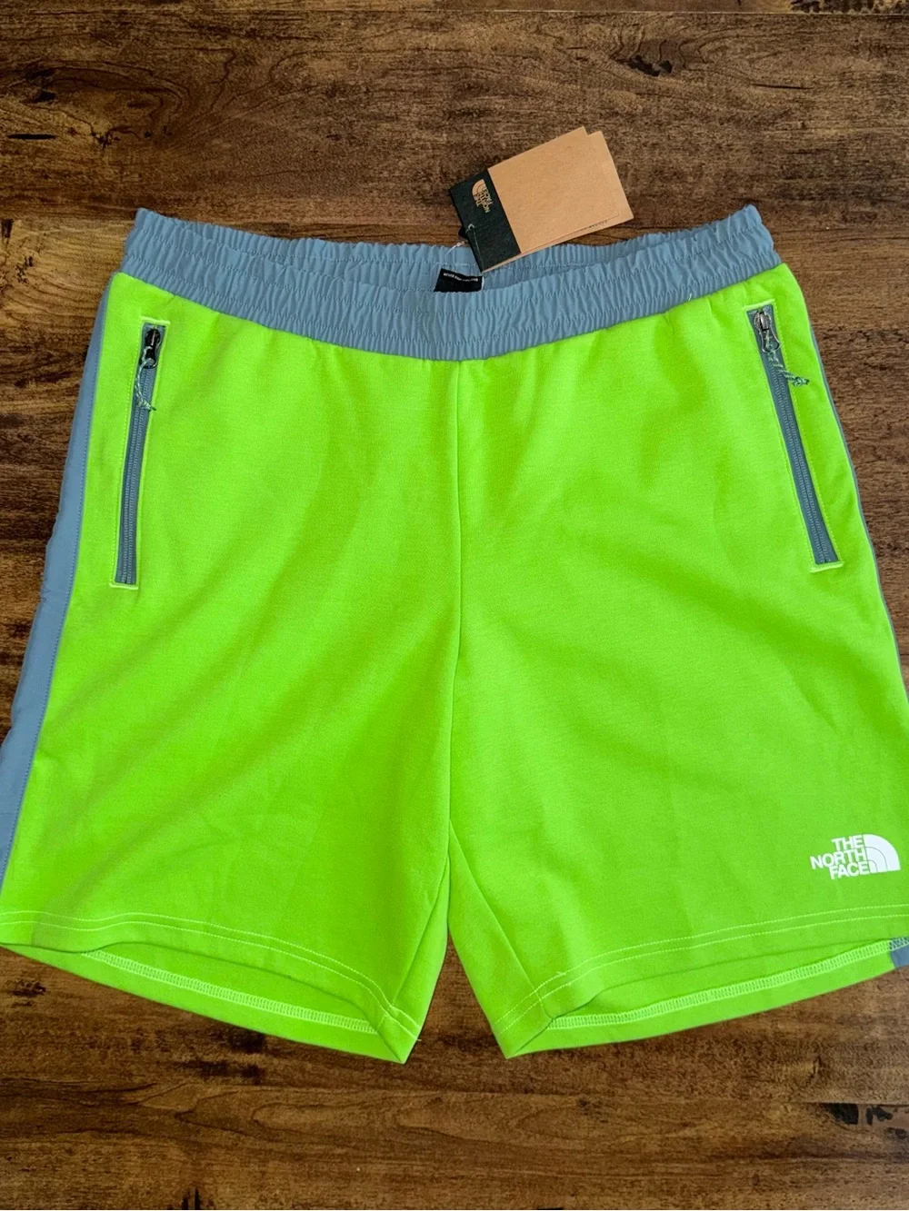 The North Face Neon Lime & Gray Drawstring Shorts
