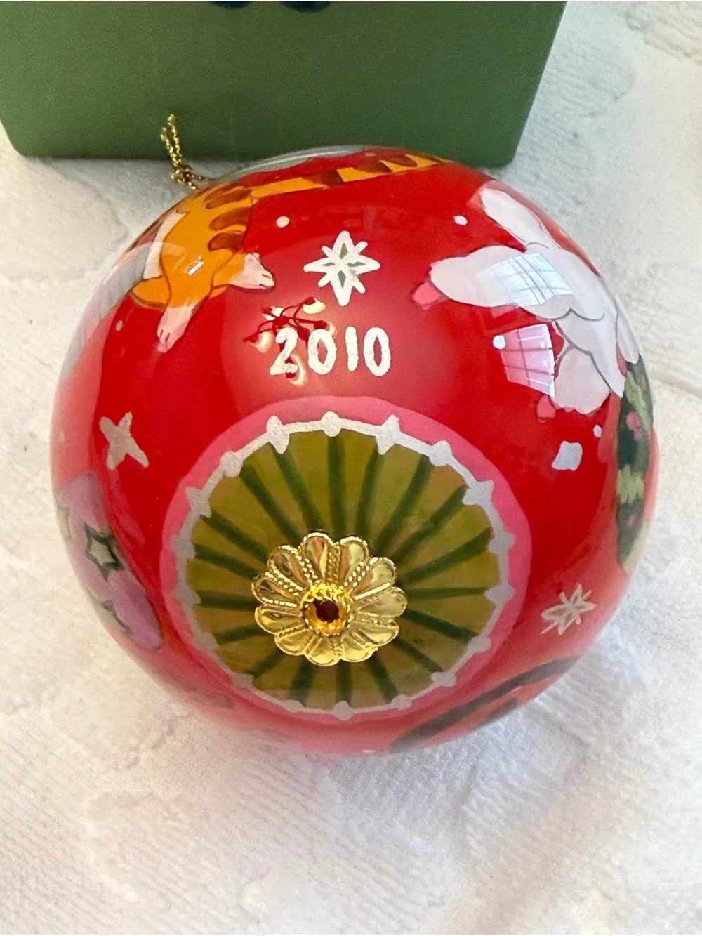 Pier one li Bien Red Hand-Painted Dog Angel Glass Christmas Ornament