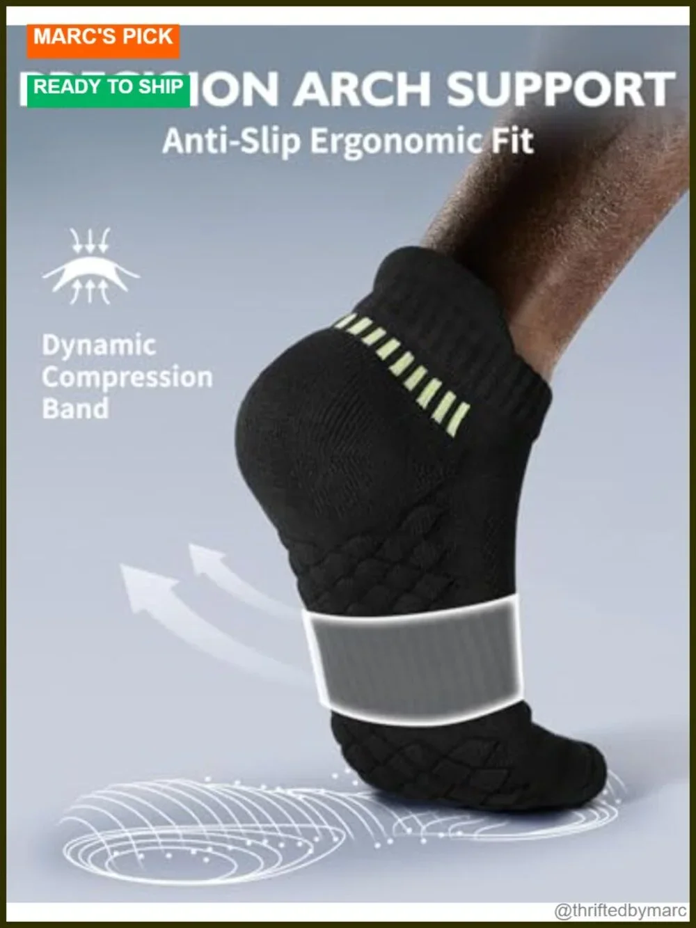 Cushioned Running Socks Ankle Length Breathable Cotton 6 Pairs