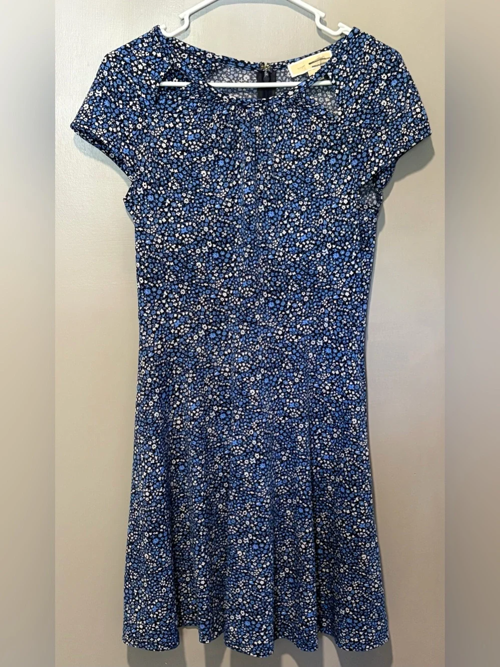 Michael Kors blue floral dress with triangle cut outs women's size small
