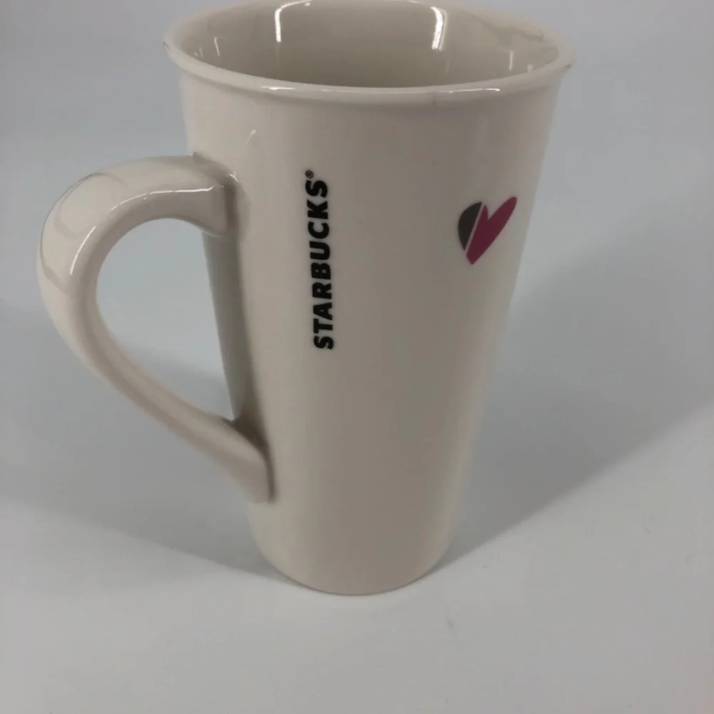 Starbucks 2019 Tall Coffee Mug White With Pink Hearts Graphic 16 Fl Oz Valentine