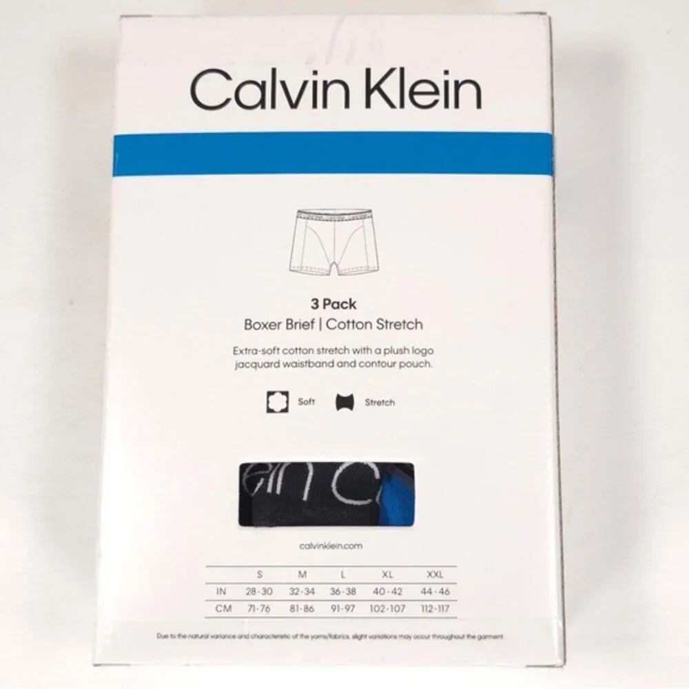 Calvin Klein 3 Pack Boxer Brief‎ SMALL Cotton Stretch Extra Soft