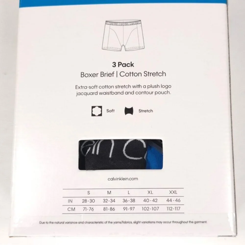 Calvin Klein 3 Pack Boxer Brief‎ SMALL Cotton Stretch Extra Soft